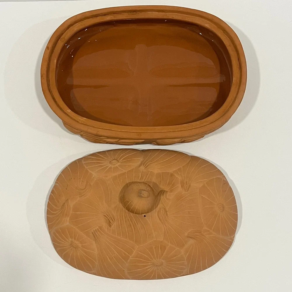 Vintage 1994 Boston Warehouse Terracotta Onion Baker Roasted Garlic Keeper Oval